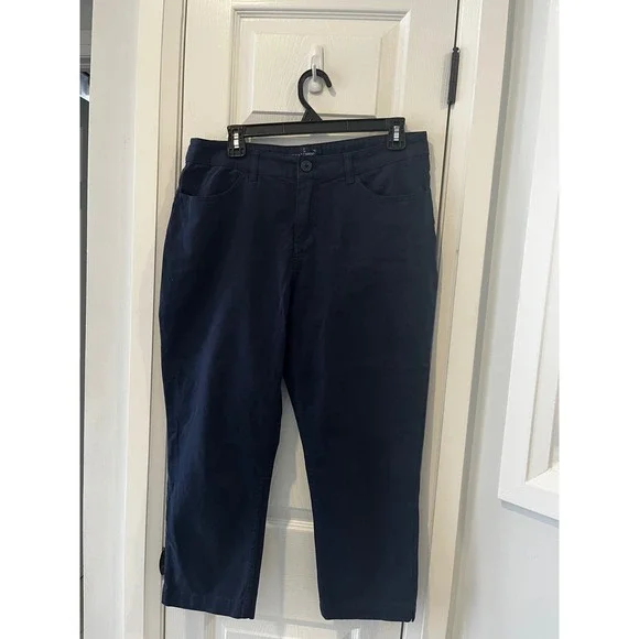 Seasalt Cornwall Women Navy‎ Blue Stretch Cropped Trousers Pants Size UK 12 US 8 - Picture 2 of 10